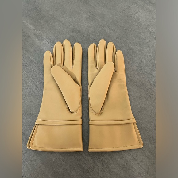 Vintage Fownes Tan Beige Leather Gloves Women’s Size A WPL‎ 9522 Acrylic Lining - Picture 5 of 7